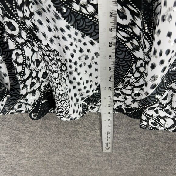 All Hours Shirt Women L Large Black Geometric Button Up Collared Long Sleeve - Picture 7 of 8